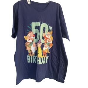 NWT Navy Blue Seven Dwarfs 50th Birthday Tee Shirt Size 2XL